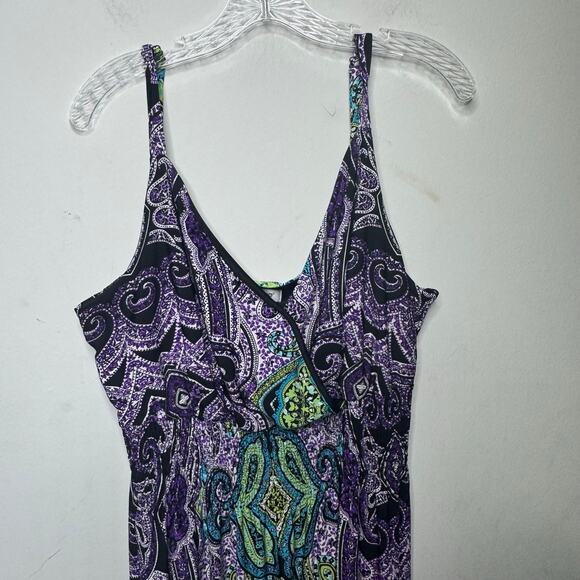 Avenue Maxi Dress 18/20 Paisley Print Sleeveless V-Neck Stretch Boho Summer - Picture 3 of 12